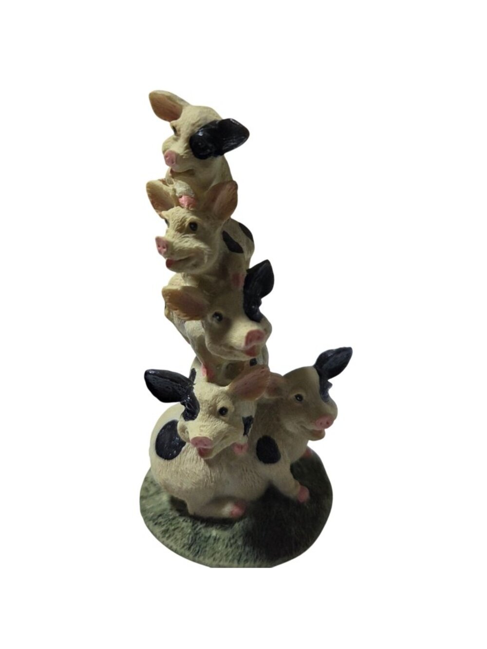 Stacked Pig Figurine Sculpture Farm Animal Decor Spotted Piglet Tower Home Decor
